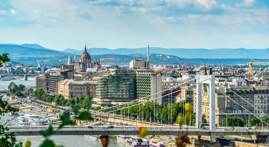 建造地标布达佩斯著名议会市中心的布达佩斯建筑和多瑙河建筑上的桥梁布达佩斯多瑙河建筑云图片