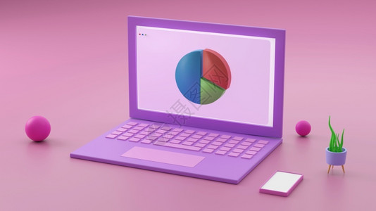 粉彩荷花吸杯最小的网络空间三维最小概念台式笔记本电脑在桌上的工作粉红色和紫以及用笔记本和杯3制成的文本模拟设计图片