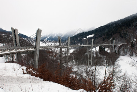 风景电缆瑞士克洛斯特尔附近的堡大桥贝格鲁克的假结构冒名顶替图片
