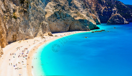 希腊最好的海滩爱奥尼亚群岛莱夫卡达美丽的波尔图卡齐基岩石希腊语自然图片