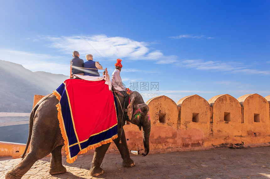 亚洲人印度斋浦尔AmberFort的著名旅游景点Elephats印度人城市图片