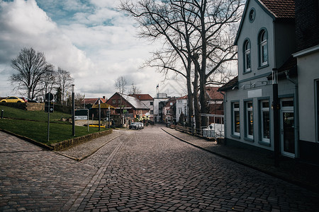 上陶伯墙德国西部的小城镇古典欧洲针刺和街道设计德国西部鹅卵石旅游背景