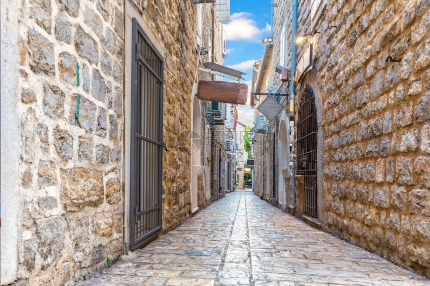 克罗地亚老的城市Budva老旧城镇黑山欧洲狭窄街道图片