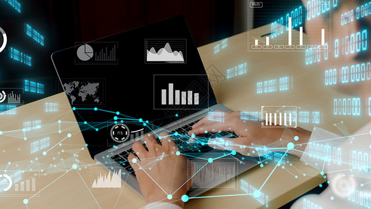 商业数据分析技术的创意视觉营销分析和投资决策的数字据概念商业分析技术的创意视觉数字公司伙伴背景图片