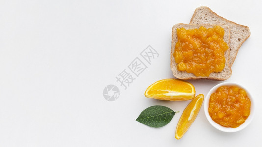 杏果冻顶视图美味果酱面包分辨率和高品质美丽照片顶视图味果酱面包高品质和分辨率美丽照片概念甜的茶点美丽背景