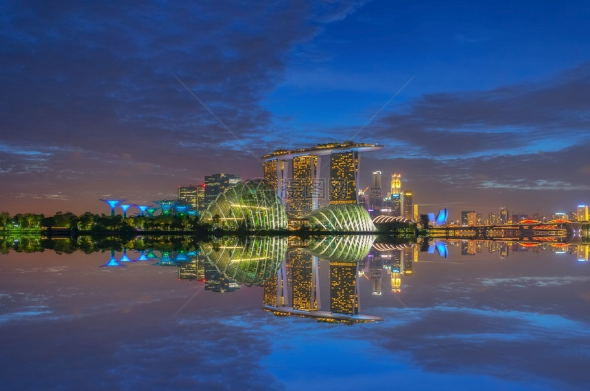 港口假期日落SINGAPORE新加坡2号商业区和城市MarinaBay海湾位于新加坡中部地区20年月日新加坡旅游假日新加坡图片