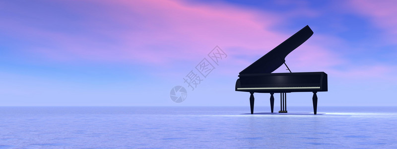 盛大通过粉色和蓝日落小圆环独自站在大然中的钢琴韵律播放器图片
