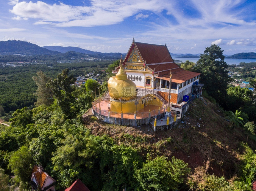 天线重量历史Kyaikhtiyo寺庙泰国普吉的空中观察图片