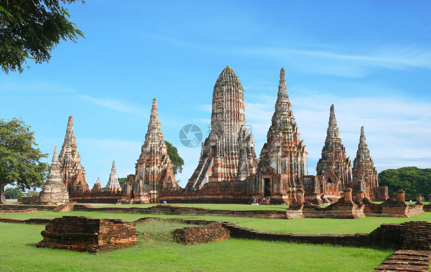 结石亚洲柬埔寨泰国Ayutthaya历史公园的WatChaiwatthanaram佛教寺庙泰国Ayutthayarsquos最著图片