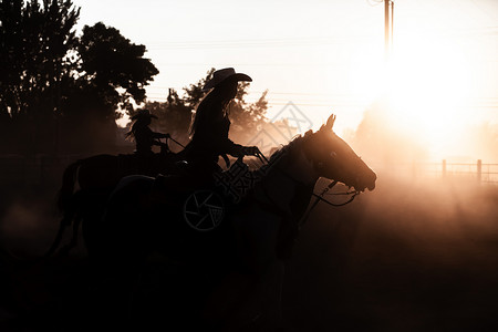 后退年轻的日落太阳休谢马背上骑手古洛士罗德奥达斯地帝竞技场图片