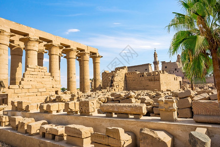 艺术宗教黄色的卢克索寺庙埃及鲁克山和殖民地的废墟图片