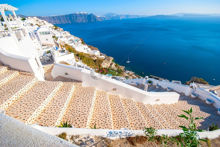 OiaSantorini希腊以浪漫和美丽的日落闻名采取假期地标图片