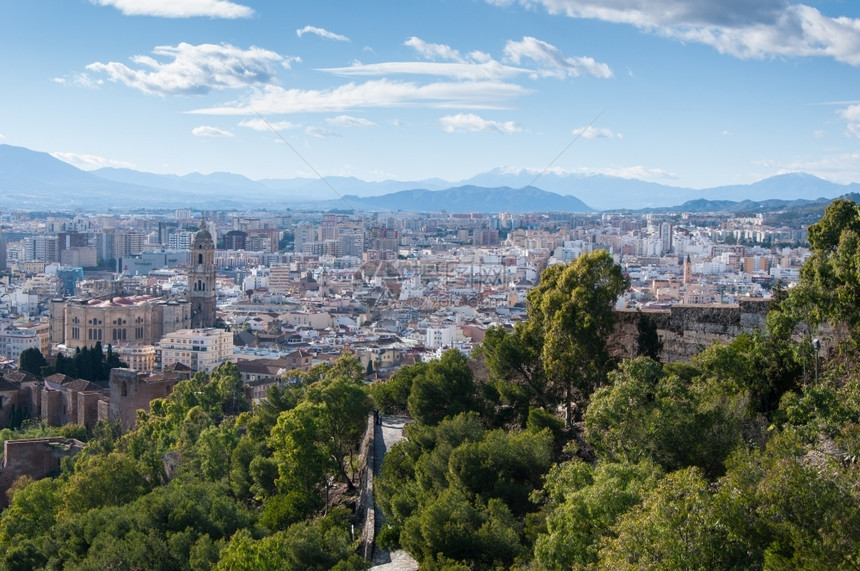 卡片屋顶西班牙科斯塔德尔索马拉加市风景全采取图片