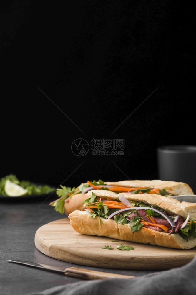 高分辨率摄影光相鲜红文三治和蔬菜复印空间优质照片度ACONF1986火腿三明治白色的图片