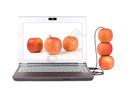 网络由USB从笔记本电脑上传真正的苹果从桌面到工作真实的图片