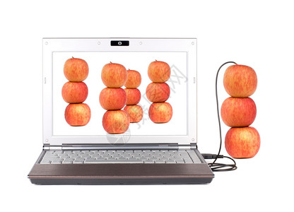 由USB上传并复制真苹果到笔记本电脑真实的新鲜商业图片