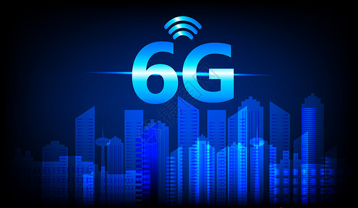 6G技术现代城市和通信6g网络智能城市蓝调景点和网络连接概念以开发将取代5G网络的系统方式建立网络连通概念方式5克的蓝色设计图片