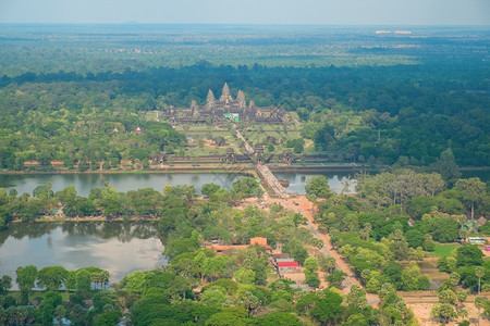 宗教柬埔寨东南亚吴哥渡寺的空中景象文化寺庙图片