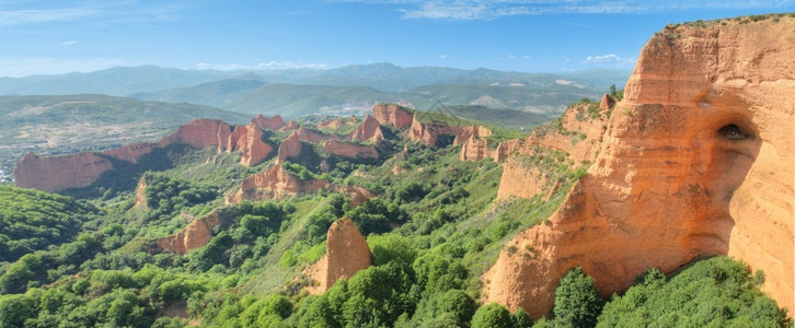 峡谷季节拉斯梅杜的完美全景观西班牙里昂古代罗马人矿山自然图片