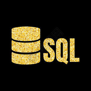 黑暗的SQL数据库图标志设计UI或UX应用程序SQL深黑色背景上的金铭文网站技术背景图片