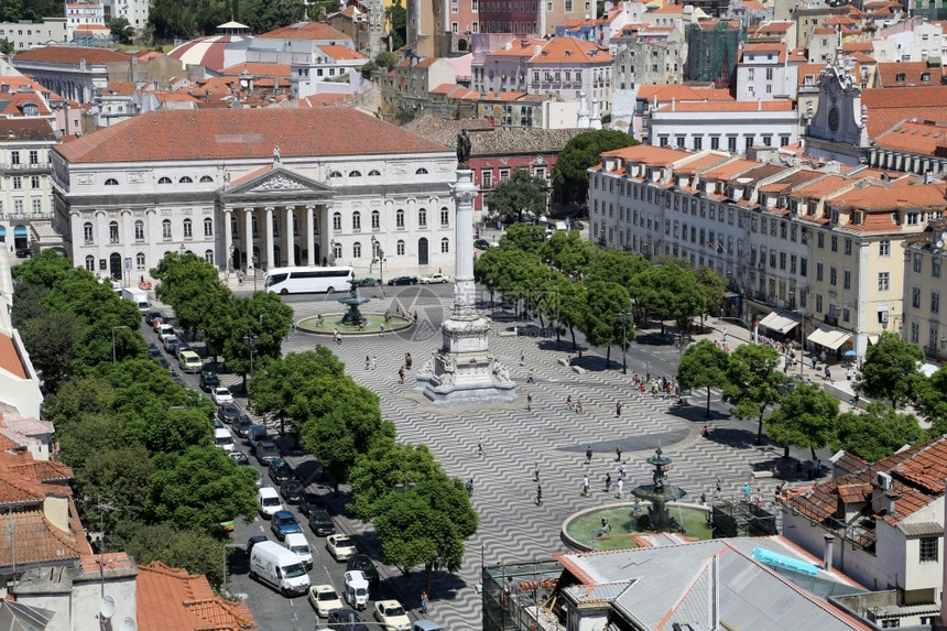 罗西奥广场是葡萄牙里斯本市PedroIV广场的流行名称在葡萄牙白沙普拉卡历史的图片