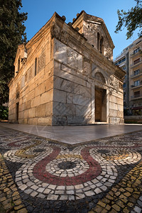 埃皮库里奥斯欧洲古董希腊雅典AgiosEleftherios教堂门口背景