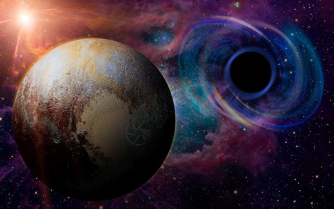 空间吸筹星座恒正在一个深层螺旋中崩溃被美国航天局提供的这张图像前方元素出现的黑洞冥王星巨大引力场所吸带家具的一种设计图片