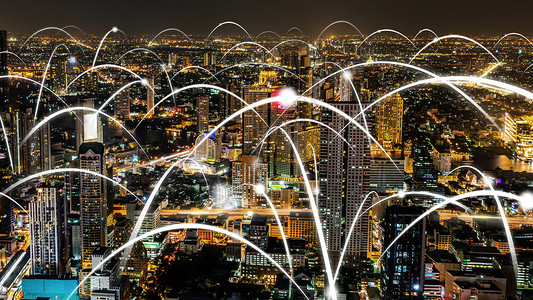 智赋未来全球的具有化抽象图形显示连接网络的智能数字城市未来5G智能无线数字城市和社交媒体网络系统的概念具有全球化抽象图形显示连接网络的智背景