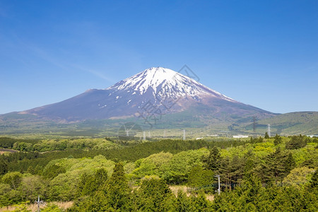 公吨目的地标Fuji山全景图片