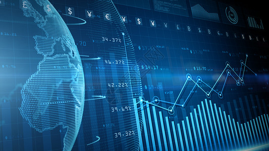 多钱动态素材工作室贸易数字据金融投资趋势带有图表和股票数字的金融业务图动态显示随时间变化的损益商业和金融3d渲染指数设计图片