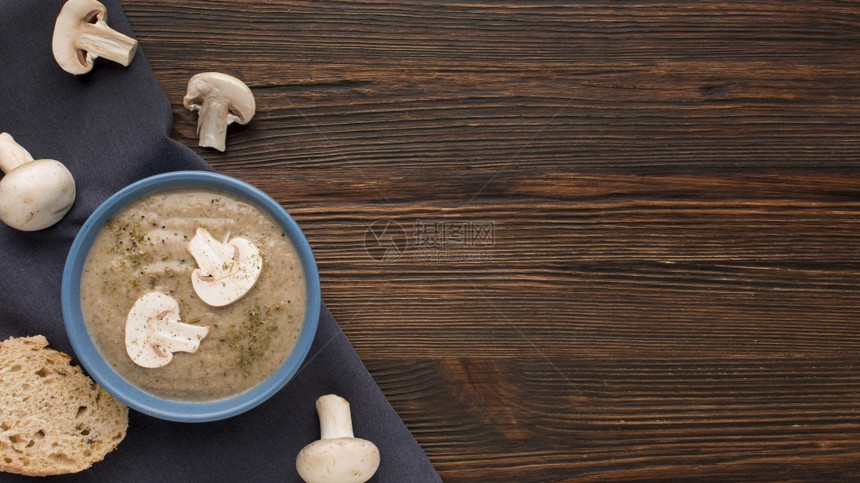 石板肉厚的冬蘑菇汤碗复制空间高分辨率照片最佳视图冬蘑菇汤碗复制空间高品质照片图片