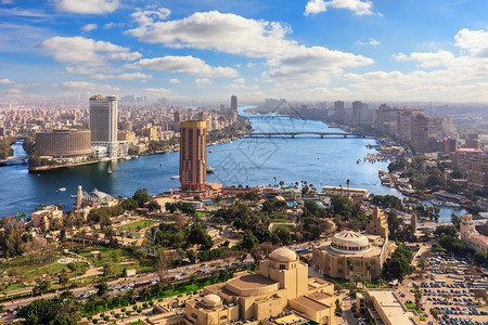 港口多于城市景观尼罗河和埃及开中心从上面看图片