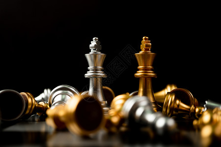 一站配齐常设金和银王象棋是局最后的一站成功商业领导对抗和损失的概念注防御想象背景