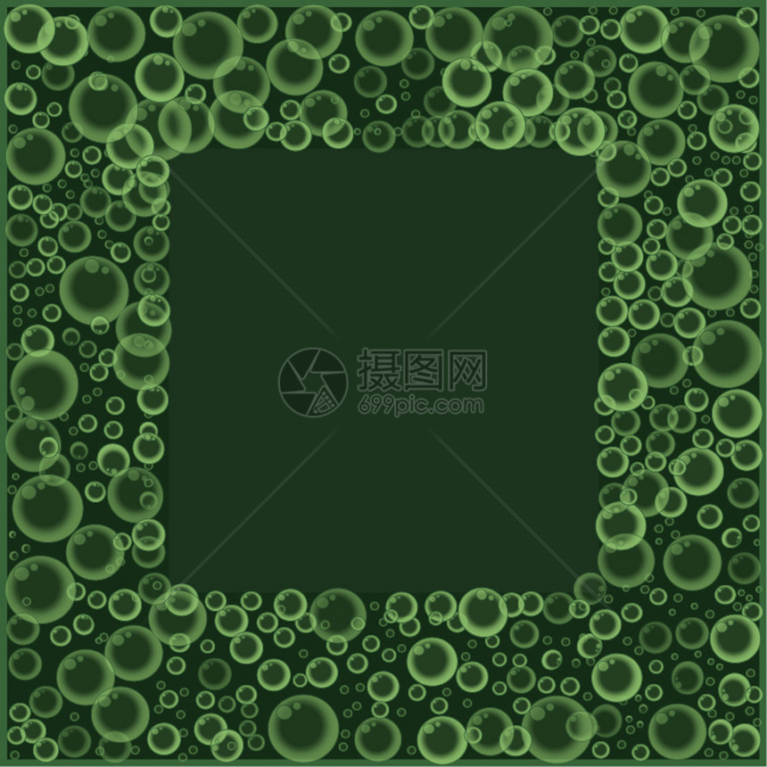 纺织品边界在绿背景上带有漂浮肥皂或汽水气泡图案的框架在绿背景上带有漂浮肥皂或汽水泡沫模式惊纹理抽象矢量横幅海报插图模板边框与飞球图片