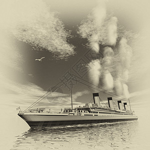 大西洋号蒸发器衬垫著名的泰坦尼克号船在冰山之间漂浮于水面的冰山中云多日古老风格3D使得泰坦号船3D使巡航设计图片
