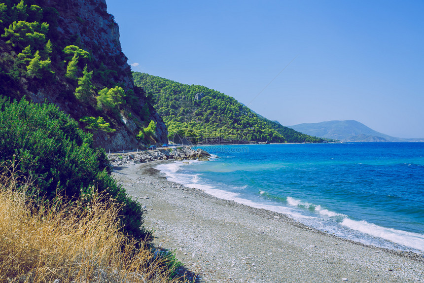 风景城市雅典希腊海滩蓝水绿化质2019年月4日景观季节图片