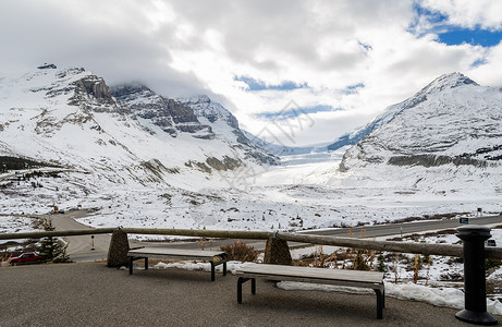 ColumbiaIcefield和加拿大艾伯塔州贾斯珀公园的Athabaasca冰川冬季视图碧玉冒险背景图片