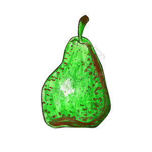 手绘绿梨自然健康棕色的斑点绿果子手工绘制油面贴图画食品标签设计生态产品白背景的一粒梨子白背景的一粒背景