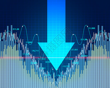 挥发性有机物股票市场下跌和经济衰退或恐惧和金融股本作为三维说明式商业衰退的向下箭出售以此表示企业衰退以3D说明式方出售卖家蘸插图设计图片