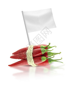 倒三角旗帜标签健康与有机食品概念新鲜红热辣椒鲜红悬挂展示水果的利益或价格标签胡椒素食主义者背景