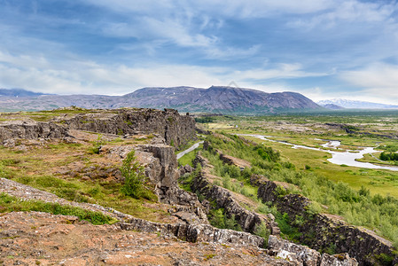 夏天金的冰岛南部Thingvelllir公园风景美观欧洲图片