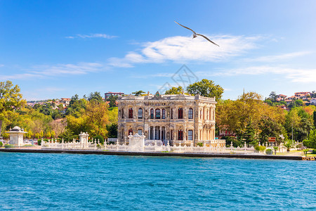 悟空号目的地土耳其旅行博斯普鲁海峡的Goksu馆美丽的夏日景色伊斯坦布尔背景