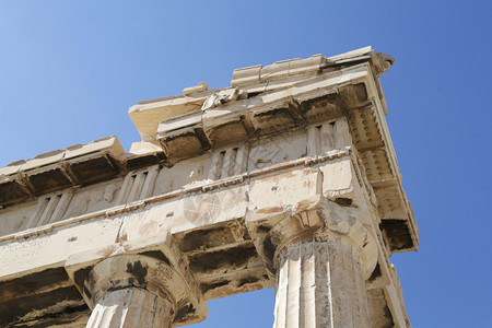 夜晚希腊雅典大都会的帕台农神毁了古董图片