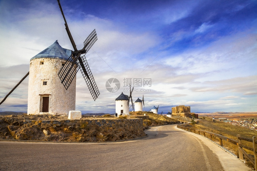 作家ServantesConsuegra的传说风车西班牙吸引力堂吉诃德建造图片