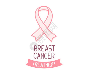 图文标志素材象征治疗活动以粉色丝带癌症宣传标志和白背景文字的癌症宣传符号为画横幅网站等制作一幅海报图文设计图片