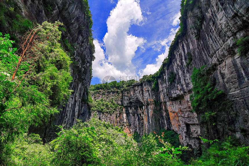 受保护国民长水峡谷Difeng的WulongKarst石灰岩层这是武龙家世界自然遗产的重要组成部分的图片