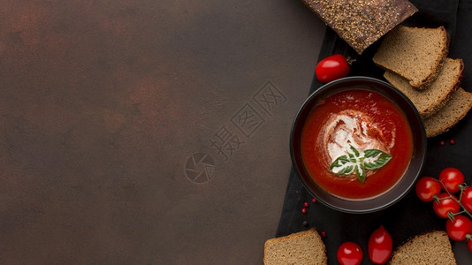 顶视图碗配冬季番茄汤吐司分辨率和高品质美图和分辨率美图概念酸的丽乡村图片