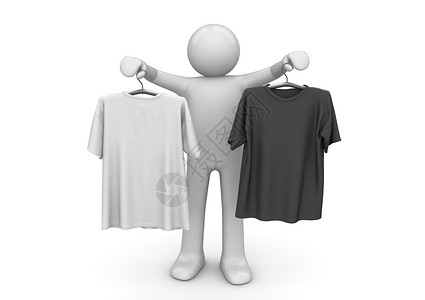 黑色t恤素材球座男生在白色背景序列中孤立的3d字符裙子设计图片