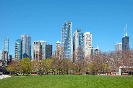 塔美国伊利诺州芝加哥市下天际湖岸和简阿达姆斯纪念公园旅行摩天大楼图片