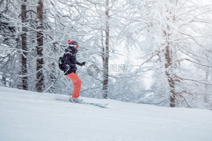 冬季滑雪的女性图片
